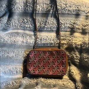 Michael Kors Geometric Pink and Brown Crossbody Bag